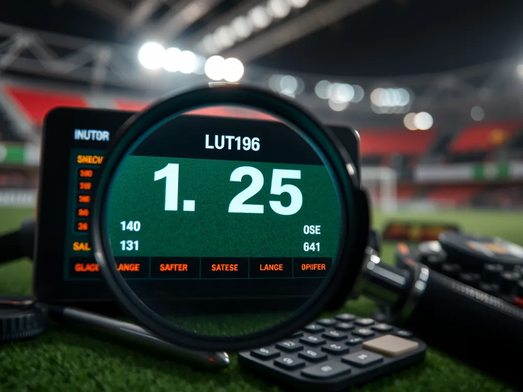 Bảng kèo 1.25 với công cụ tính tiền và hình ảnh kính lúp minh họa, giải thích chi tiết kèo 1.25 là gì cho người mới chơi cá cược bóng đá
