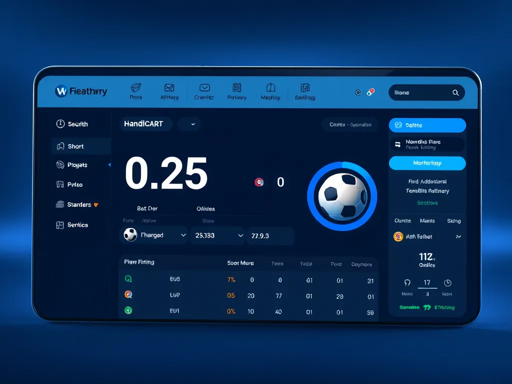Giao diện bảng kèo 0.25 trên màn hình kỹ thuật số với biểu tượng bóng đá và tỷ lệ cược, minh họa cho khái niệm kèo 0.25 là gì trong cá cược thể thao