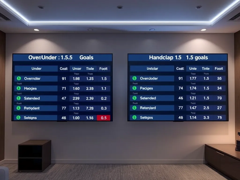 Hai biểu đồ kèo cược bóng đá so sánh kèo tài xỉu 1.5 và kèo chấp 1.5 trên màn hình kỹ thuật số, minh họa trực quan cho khái niệm kèo 1.5 là gì trong thể thao