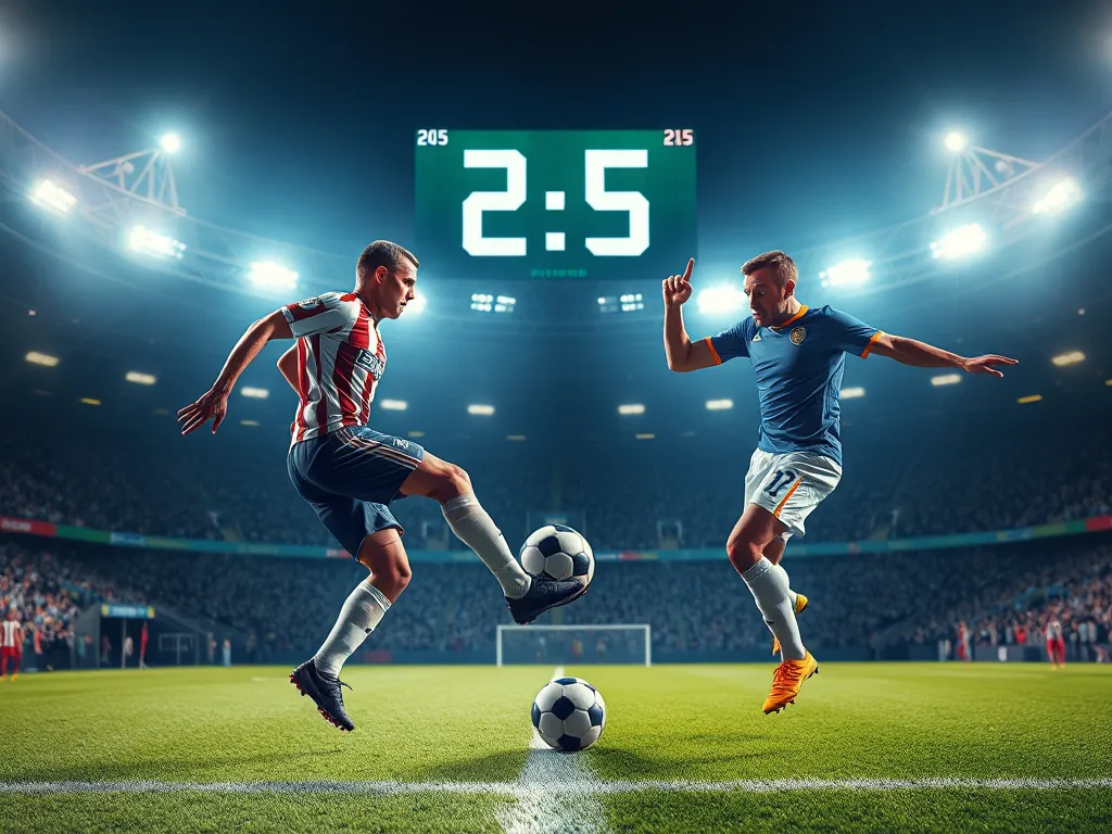 Hai cầu thủ bóng đá đang tranh chấp bóng trên sân cỏ, minh họa cho khái niệm kèo 2.5 trong cá cược thể thao trực quan