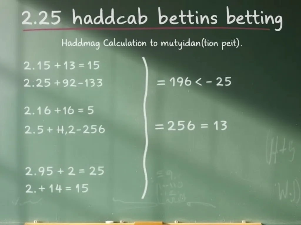 Minh họa công thức tính tiền kèo 2.25 trên bảng đen với các con số và phép tính rõ ràng, phong cách giáo dục chuyên nghiệp, ánh sáng nhẹ nhàng Minh họa công thức tính tiền kèo 2.25 trên bảng đen với các con số và phép tính rõ ràng, phong cách giáo dục chuyên nghiệp, ánh sáng nhẹ nhàng