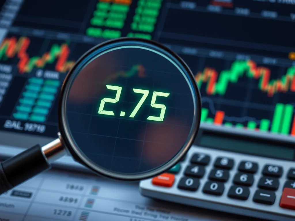 Minh họa kèo 2.75 trên màn hình số với biểu đồ tài chính và máy tính, giải thích chi tiết cách đọc và tính tiền chính xác