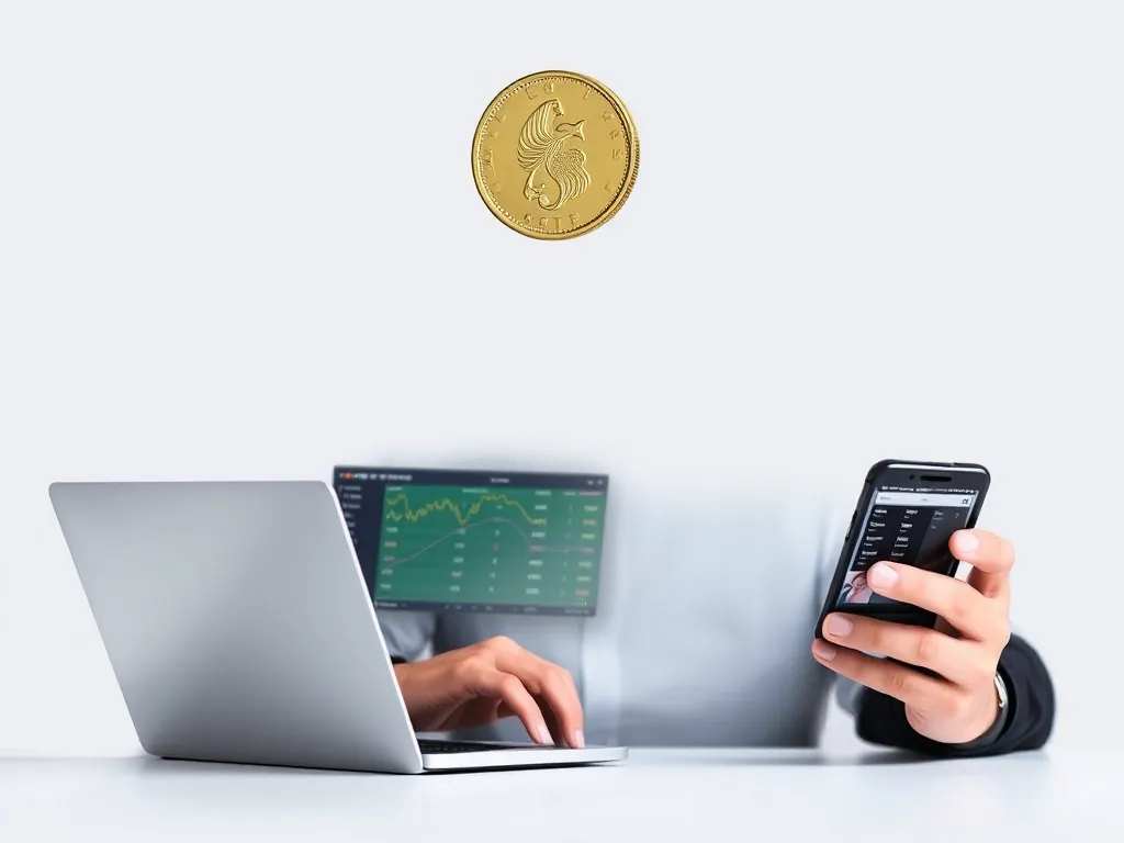 Người chơi cá cược phân tích kèo 0.25 trên laptop và smartphone, với biểu tượng đồng xu 1/4, minh họa cho khái niệm kèo 0.25 là gì trong bóng đá